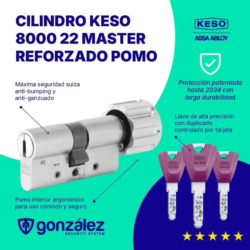 CILINDRO KESO 8000 Ω2 MASTER REFORZADO POMO