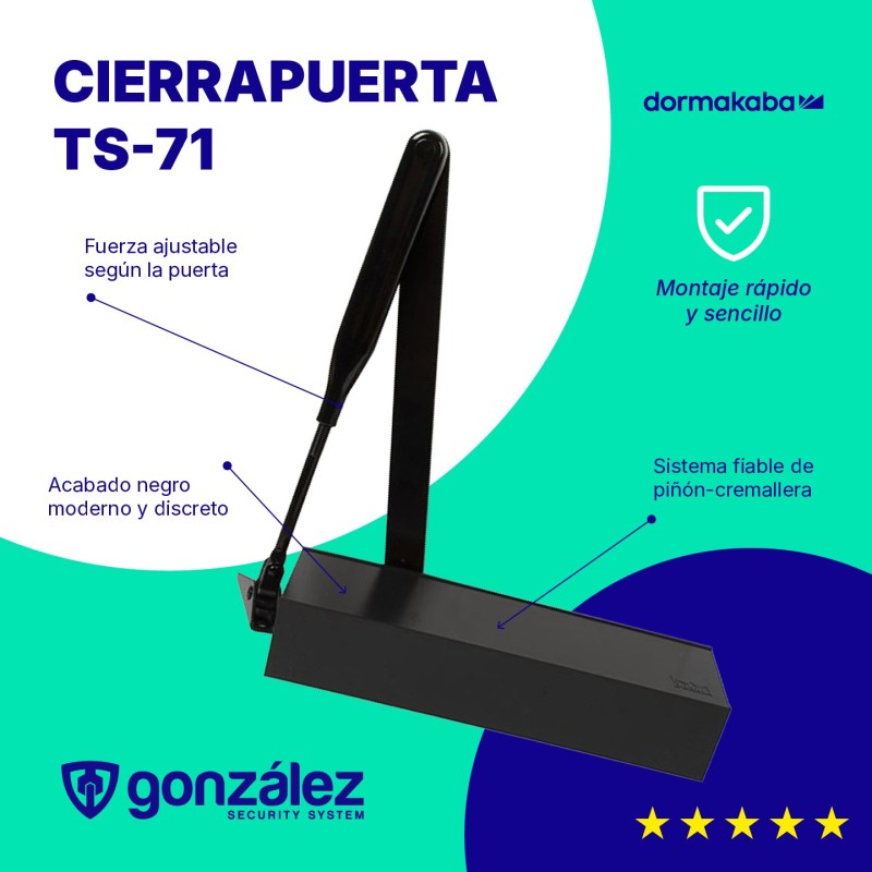 Cierrapuerta TS-71 Brazo Normal Negro | Ferretería González