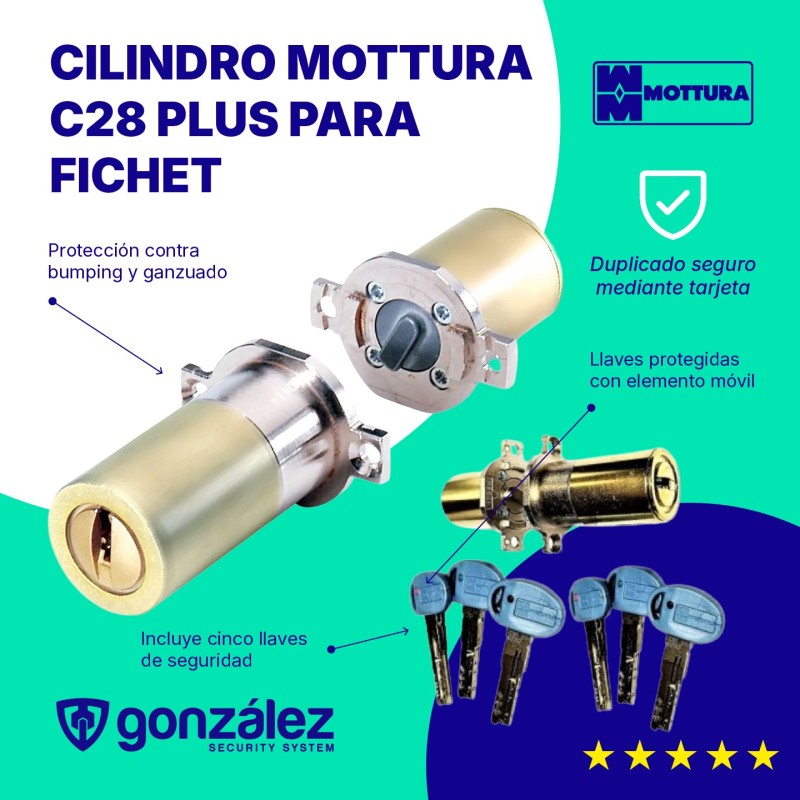 Cilindro Mottura | C28 Plus | FICHET | Ferretería González