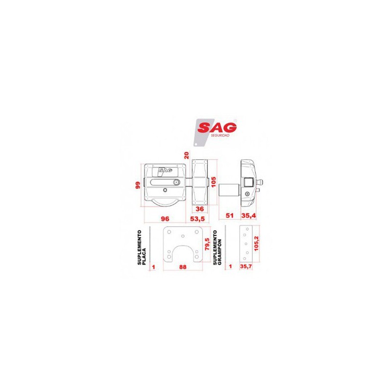 Cerrojo SAG EP40 | LLAVE KABA EXPERT PLUS | Ferretería González