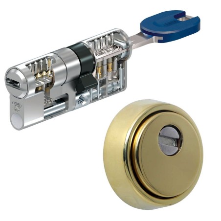 PACK Escudo DISEC BD280 Dorado + Cilindro ABUS BRAVUS Magnet PRO