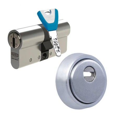 Escudo DISEC KRIPTON BKS280 PLATA + Cilindro KESO 8000