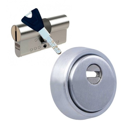 Escudo DISEC KRIPTON BKS280 Plata + Cilindro KESO 8000