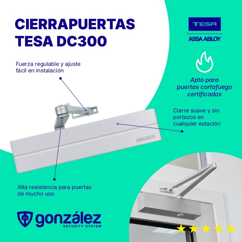 Cierra Puertas Tesa DC340 de piñón-cremallera